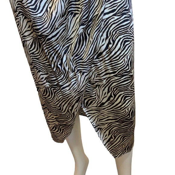L'Academie Revolve Blythe Black & Tan Zebra Animal Print Faux Wrap Midi Skirt S - Picture 7 of 11